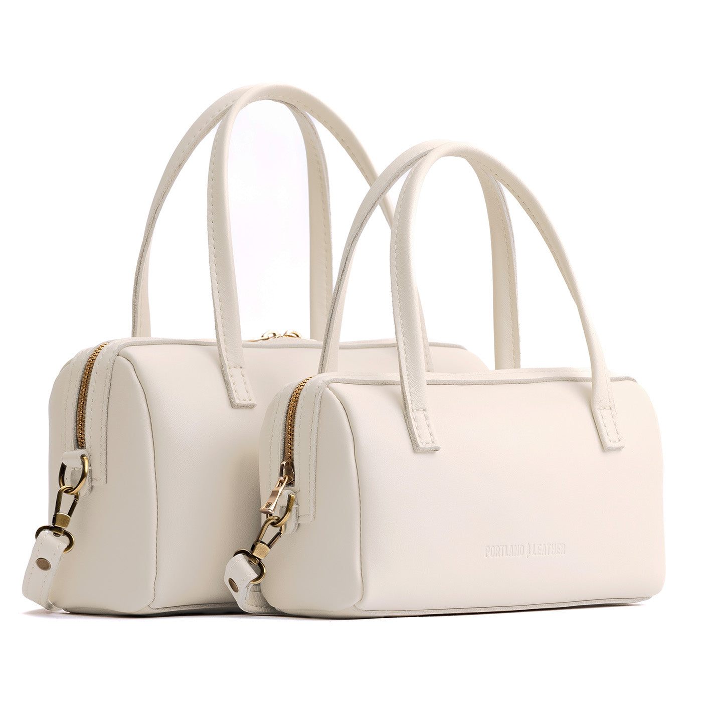Bone*Small | Two sizes of mini duffle shaped handbag with crossbody strap