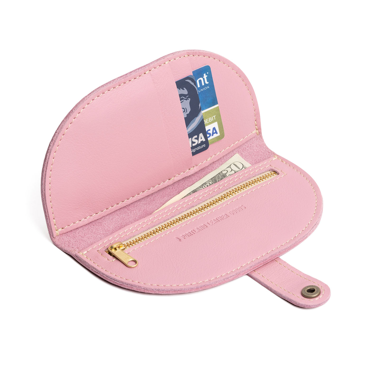Vintage Pink | Semicircle bifold wallet with snap closure