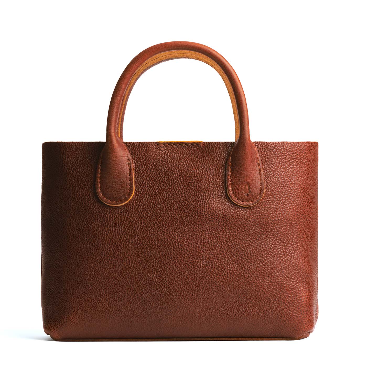 Nutmeg*Large | Mid-size tote purse with structured leather handles and crossbody strap