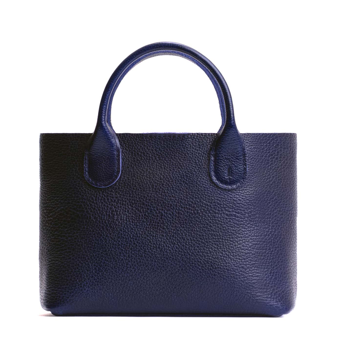 Cobalt*Large | Mid-size tote purse with structured leather handles and crossbody strap