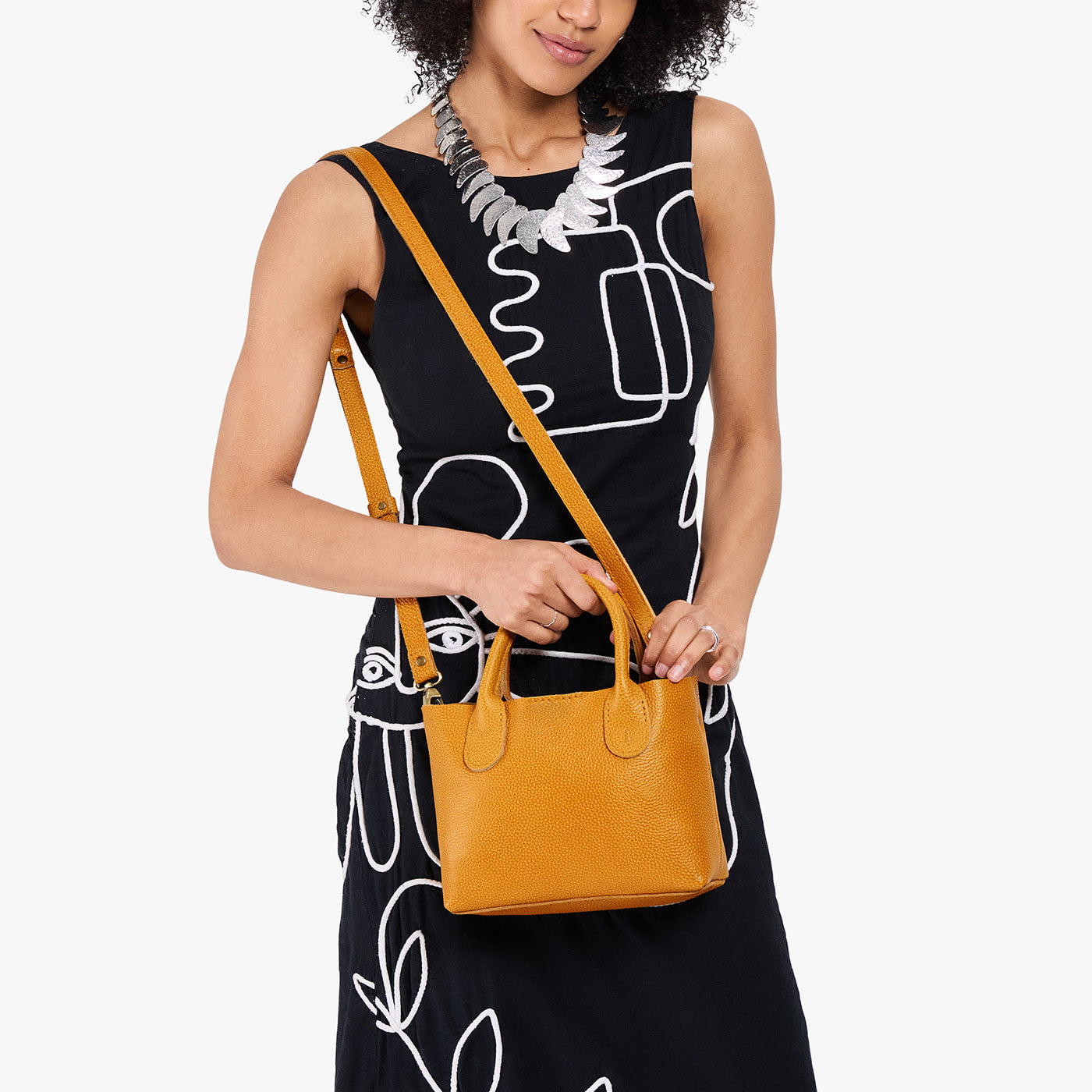 Sunshine*Small | Petite tote purse with structured leather handles and crossbody strap