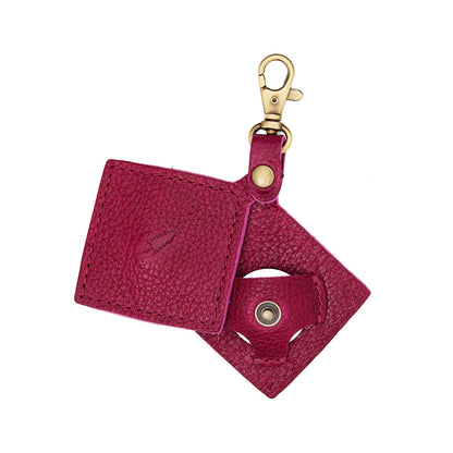 Orchid | Diamond shaped leather AirTag holder on a lobster clasp keychain