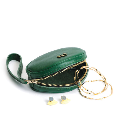 Bacalar*Small | Oval shaped pouch with zipper and wristlet strap