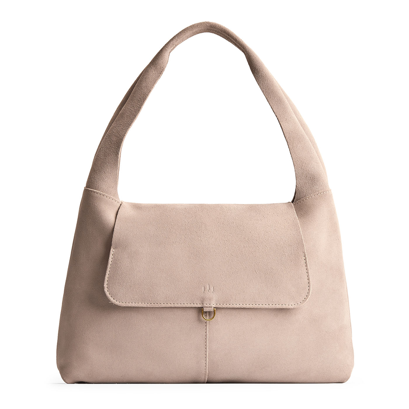 Taupe*Large | Slouchy triangle shaped shoulder bag with a flap
