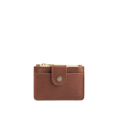 English Tan | Compact wallet with snap closure and zippered pouch