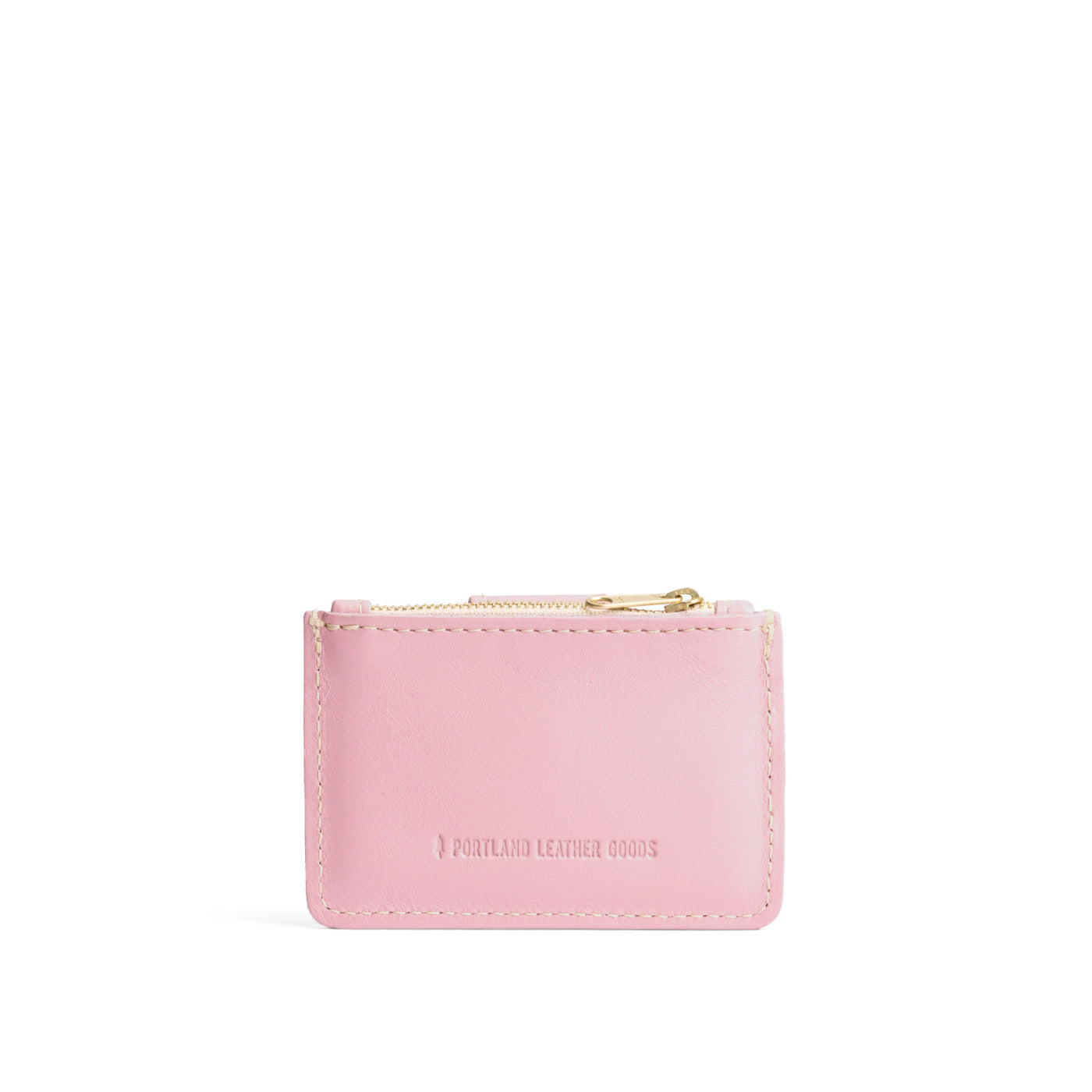 Vintage Pink | Back of compact wallet with snap closure and zippered pouch
