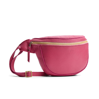 Wild Rose | Leather fanny pack shaped bag with a front zipper opening