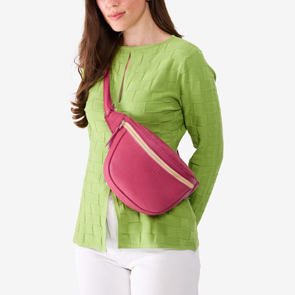 Wild Rose | Model wearing a sling bag with front zipper