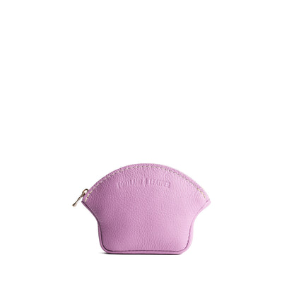 Calla Lily*Small | Seashell shaped leather makeup bag with curved top zipper and flat bottom