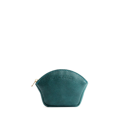Sea Glass*Small | Seashell shaped leather makeup bag with curved top zipper and flat bottom