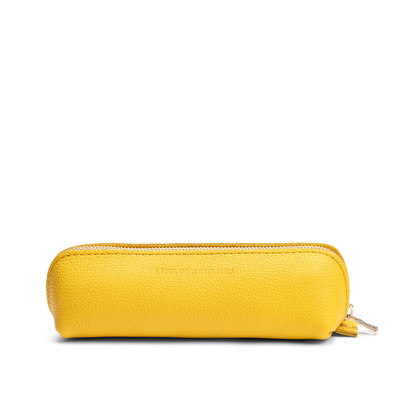 Canary | Leather pouch with curved seams and top zipper