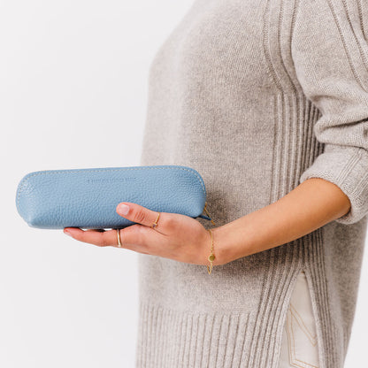 All Color: Dream | Leather pouch with curved seams and top zipper