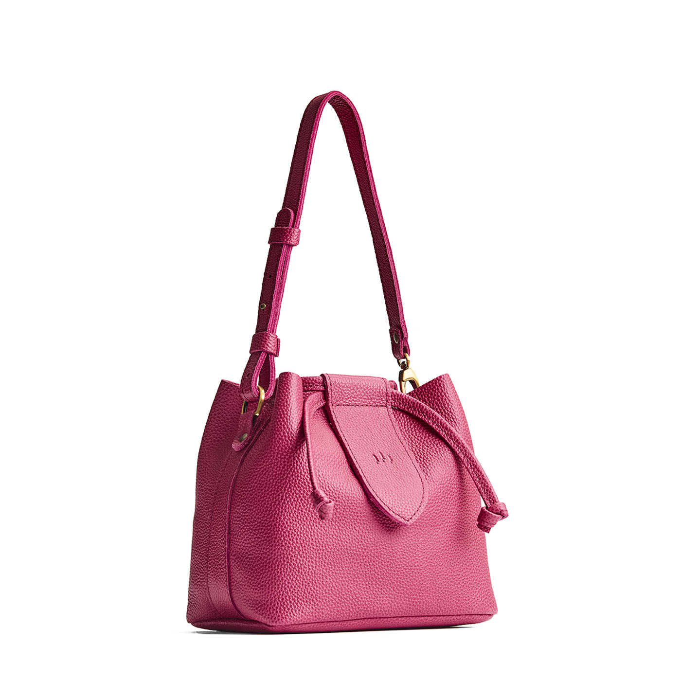Wild Rose*Small | Symmetrical leather bag with leather drawstring closure and adjustable shoulder strap