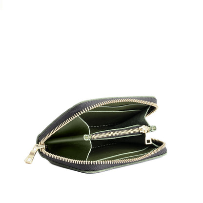Pine | Small leather wallet with zipper and PLG logo