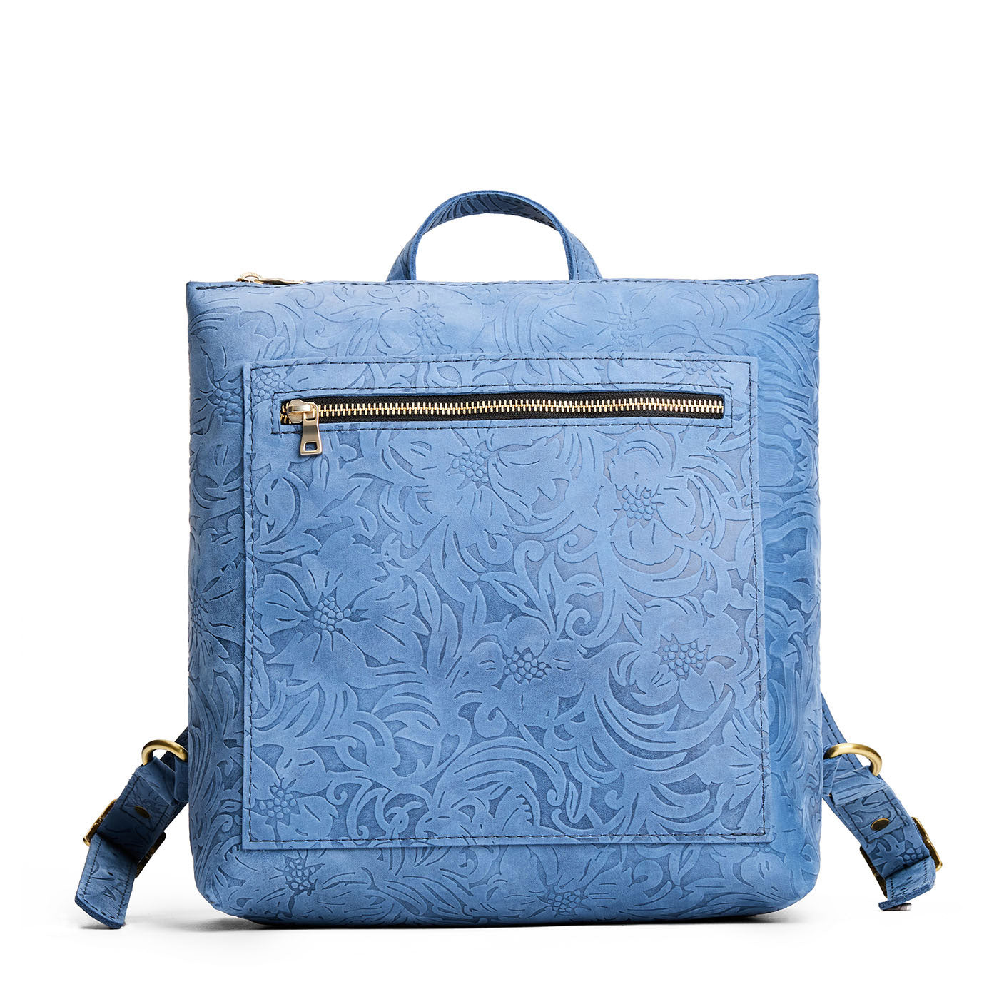 Cornflower | Square slim leather tote backpack