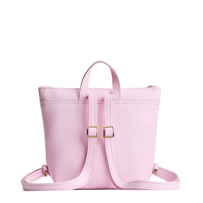 Pinkaboo*Small | Square slim leather tote backpack