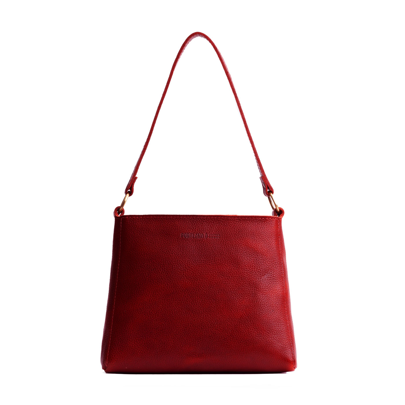 Chili Red*Small | Triangular shoulder bag with antiqued brass finished hardware