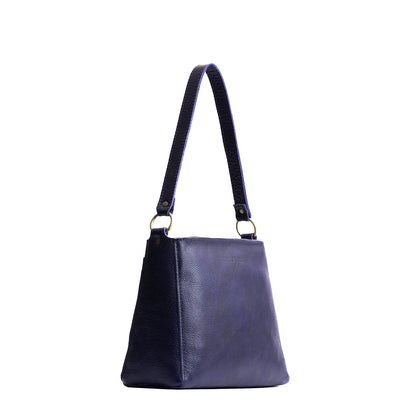 Cobalt*Small | Triangular shoulder bag with antiqued brass finished hardware