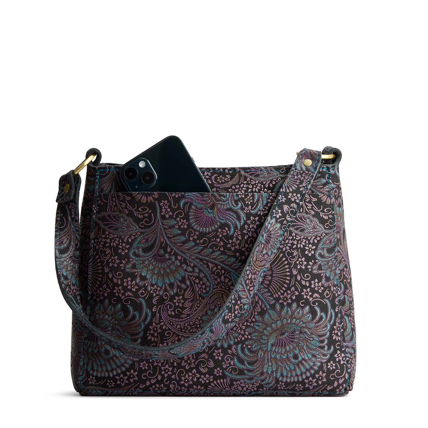 Masquerade*Small | Triangular shoulder bag with antiqued brass finished hardware