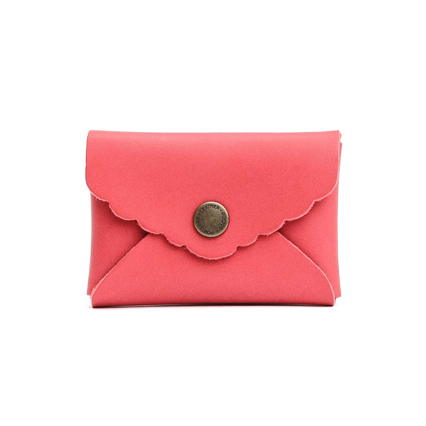 Tulip | Small leather wallet with scalloped edge