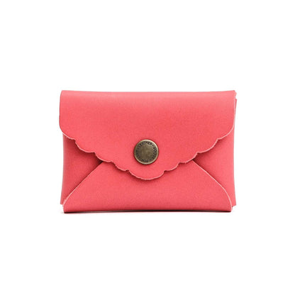 Tulip | Small leather wallet with scalloped edge