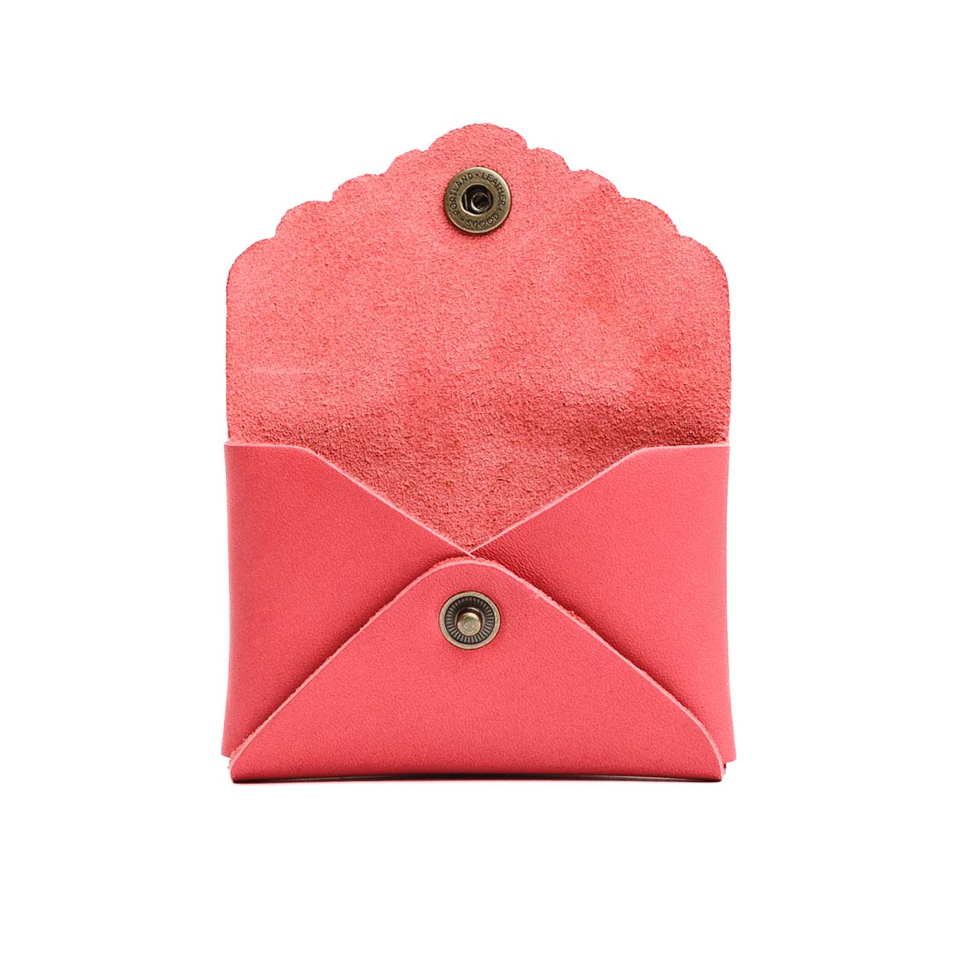 Tulip | Small leather wallet with scalloped edge open