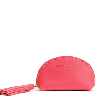 Tulip | Small leather zippered pouch with tassel