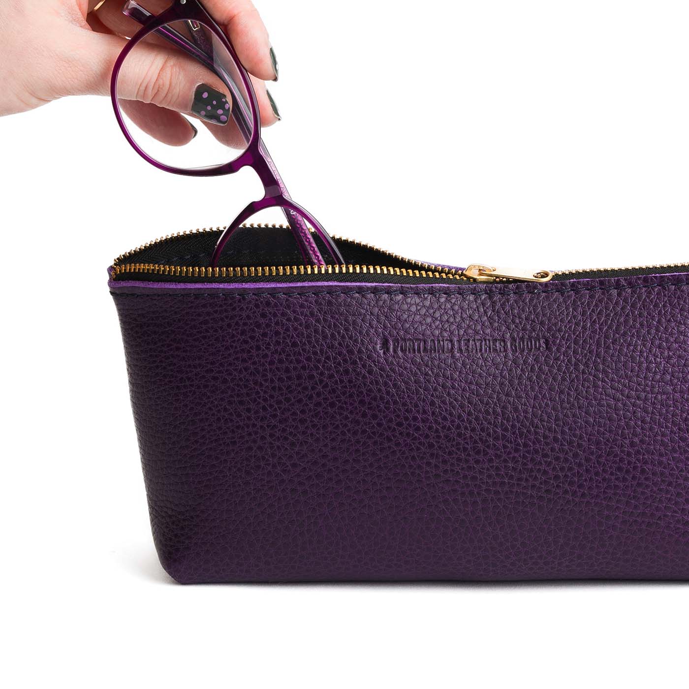Empire | Leather utility bag pouch with top zipper