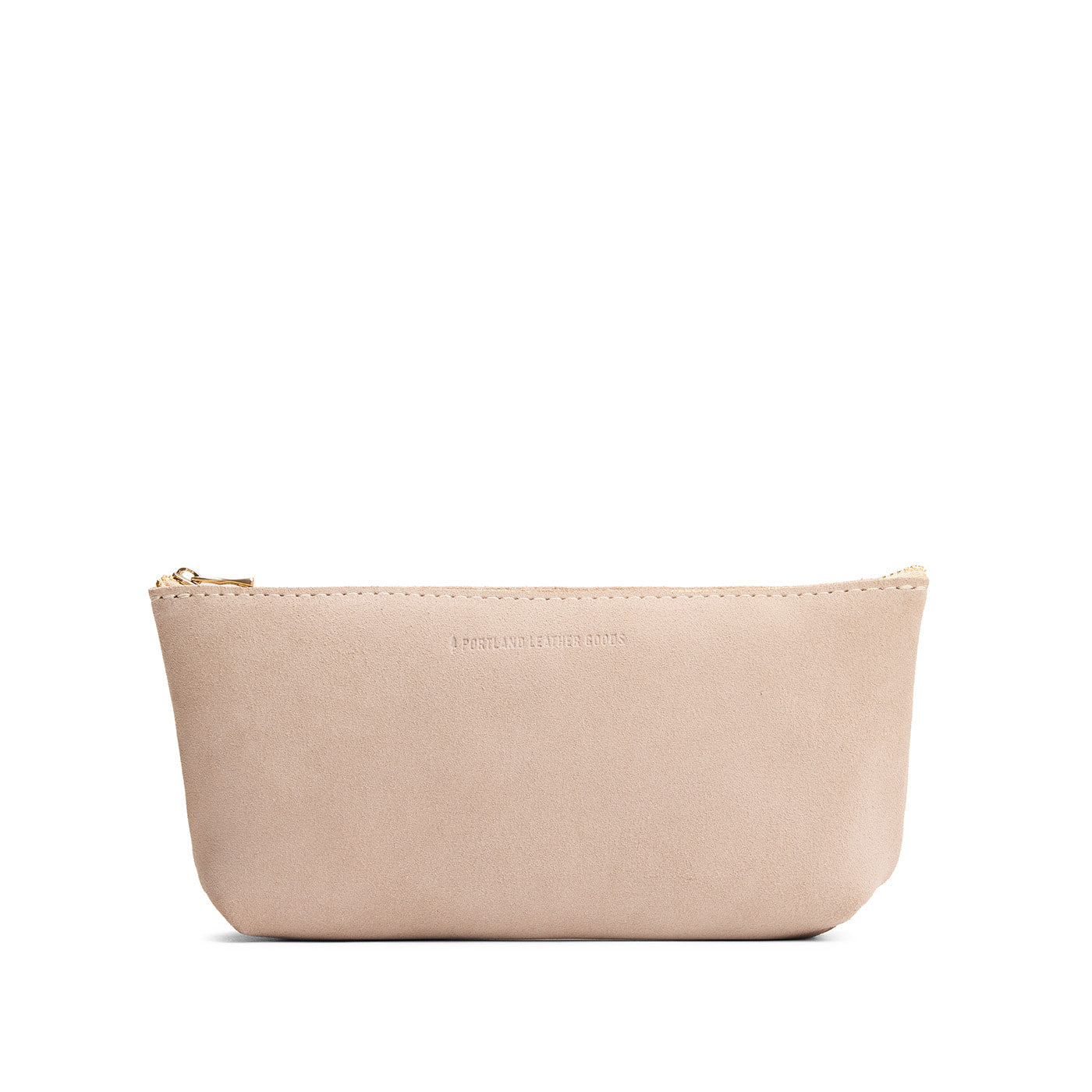 Taupe | Leather utility bag pouch with top zipper