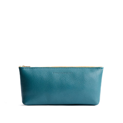 Turquoise | Leather utility bag pouch with top zipper