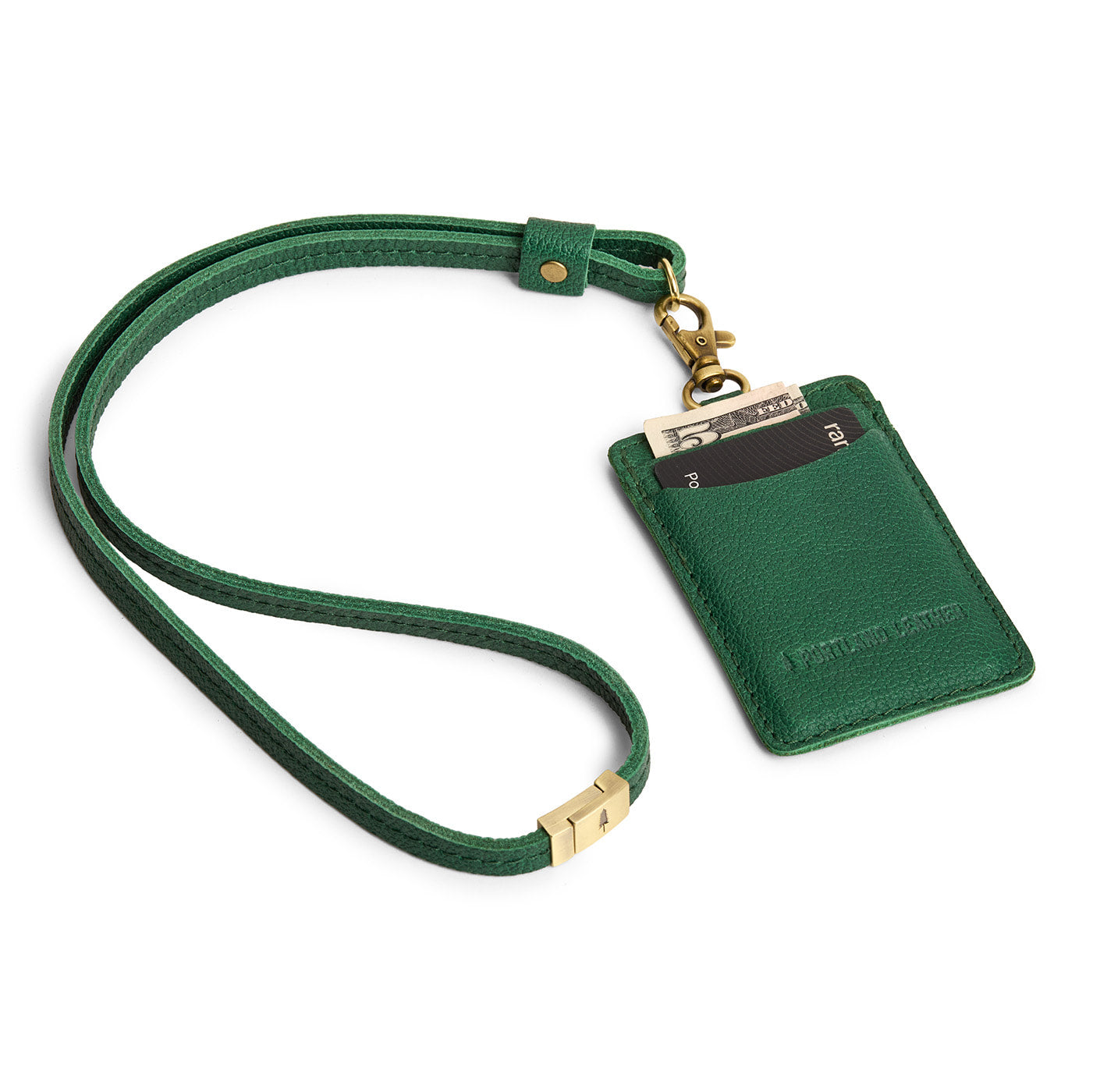 Bacalar | A leather lanyard attached to a matching card holder on a white background