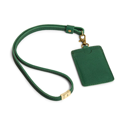 Bacalar | A leather lanyard attached to a matching card holder on a white background