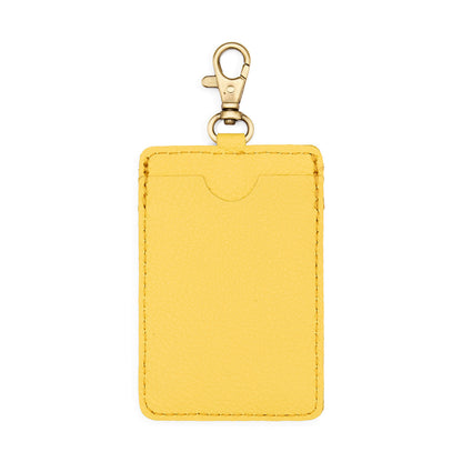 Canary | A leather card holder with a swivel lobster clasp on a white background