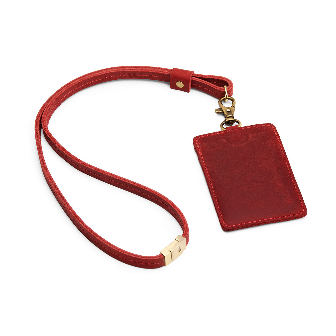 Phoenix | A leather lanyard attached to a matching card holder on a white background