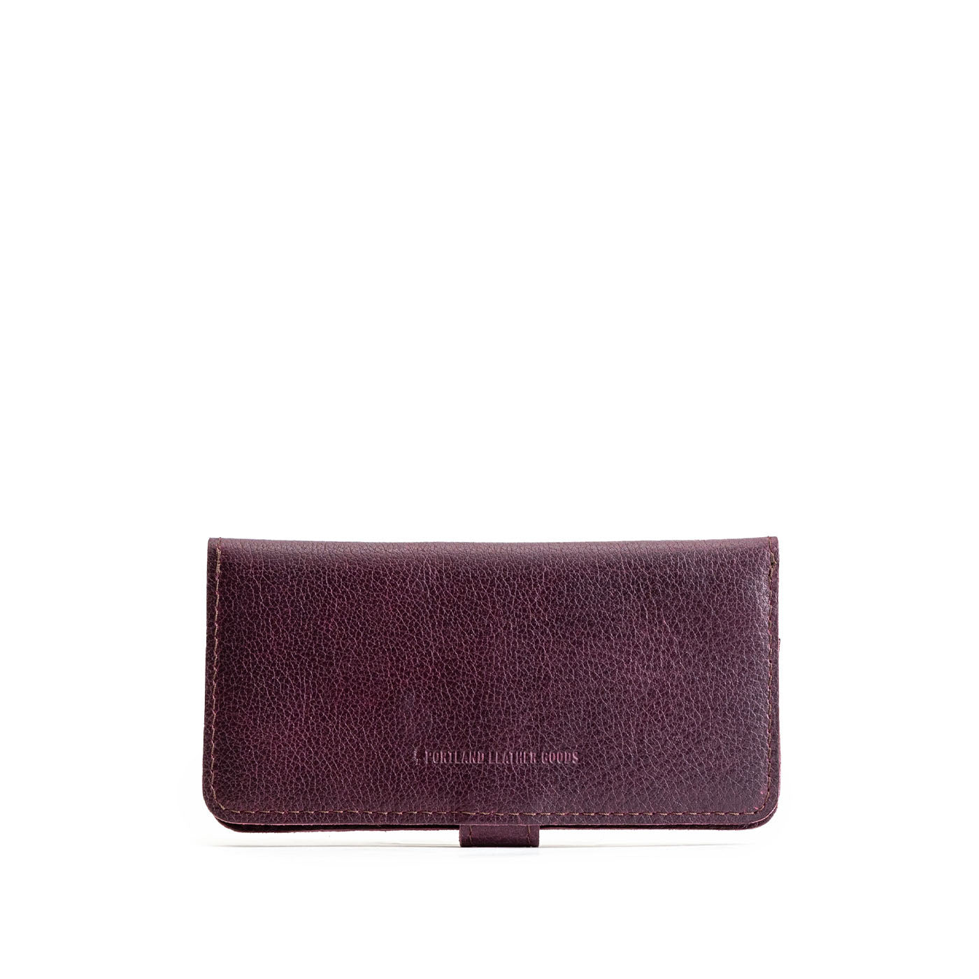 Plum | Back of closed leather wallet