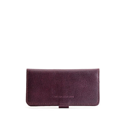 Plum | Back of closed leather wallet