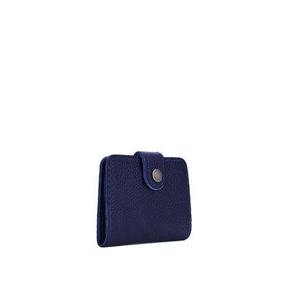 Cobalt | Small leather wallet with snap closure