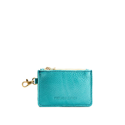 Seafoam | Leather double zip wallet with keychain clasp